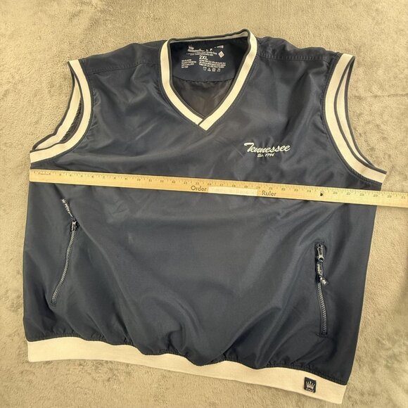 Tennessee Golf Vest Mens 2XL Navy White V Neck Windbreaker Pullover Zip Pockets - Picture 7 of 12